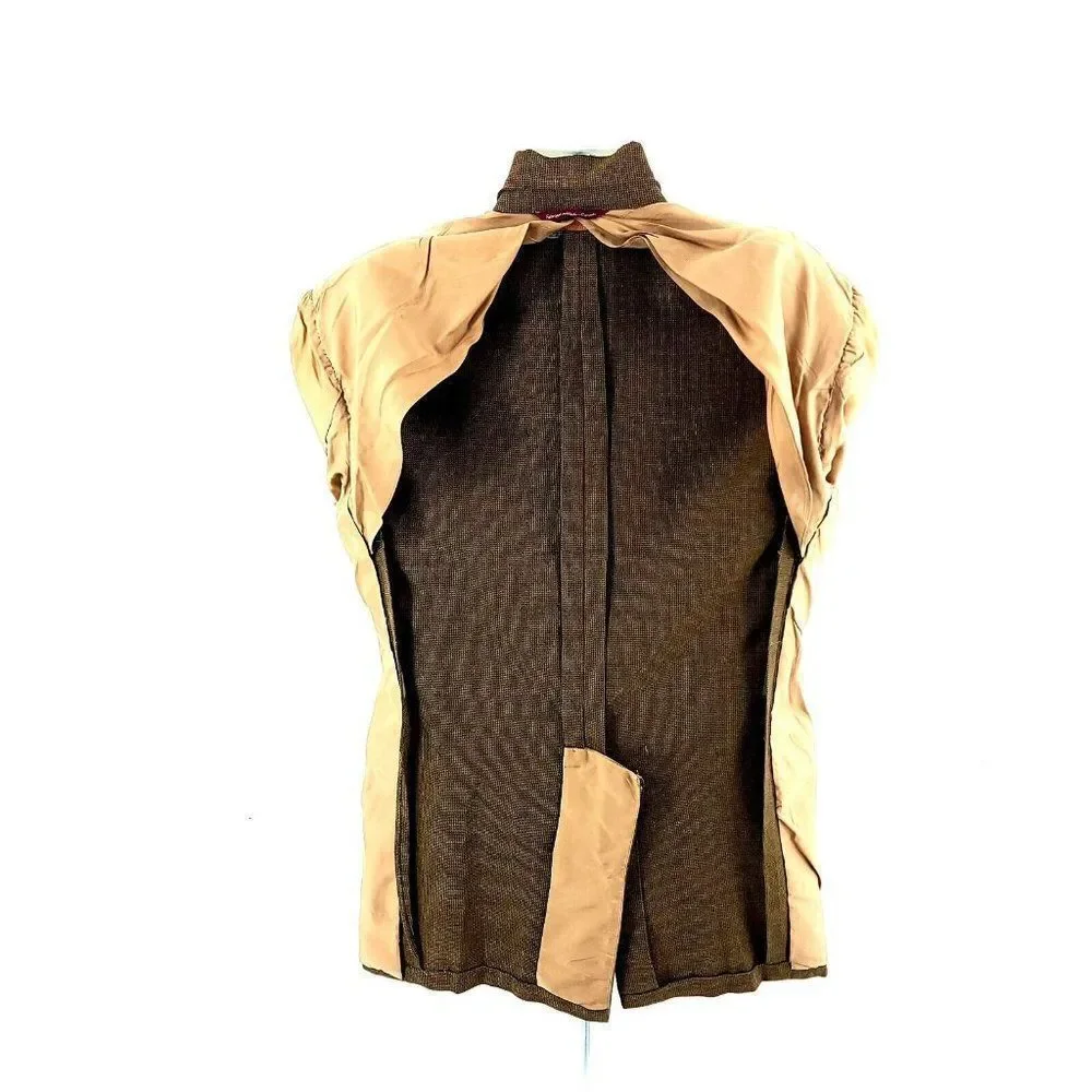 Samuelsohn Super 100s Tweed Wool Cashmere Check 2 Button Sport Coat 42L Brown Gr
